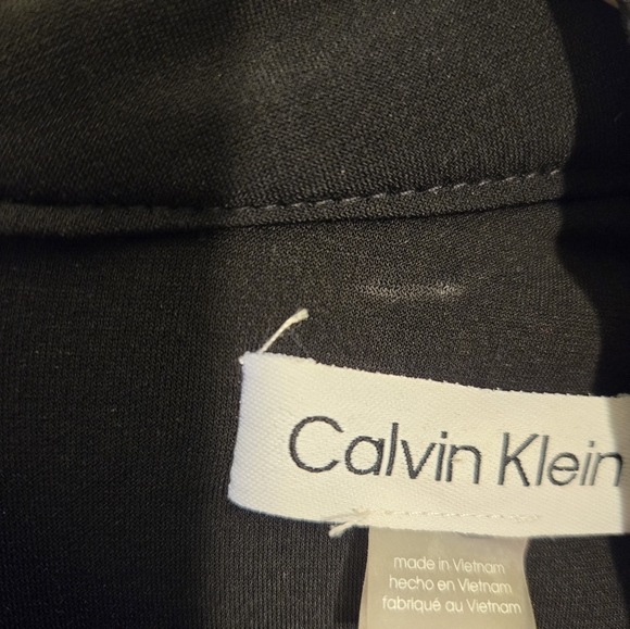 Calvin Klein Long Black Sleeved Turtle Neck Dress with Vegan Leather skirt Sz 2 - Picture 6 of 11